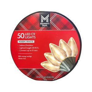 Member's Mark 50-Count LED C9 Lights, Warm White, Lighted Length 20.92 Ft